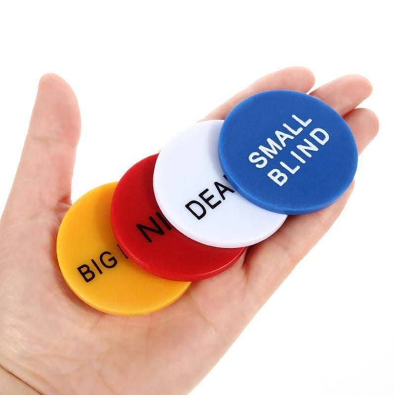 4Pcs Professional Poker Game Small Blind Big Blind Dealer Buttons Poker Cards Guard Protector Coin Poker Chip Button