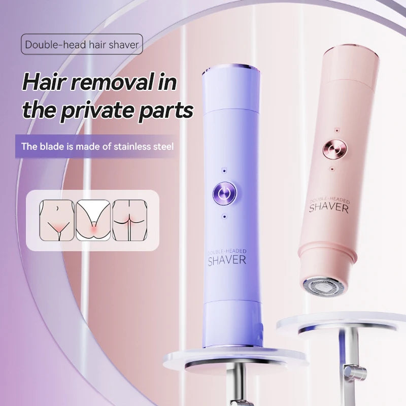 Double Head Electric Epilator Women Rechargeable Painless Hair Remover Shaver for Body Private Areas Bikini Gentle Trimming