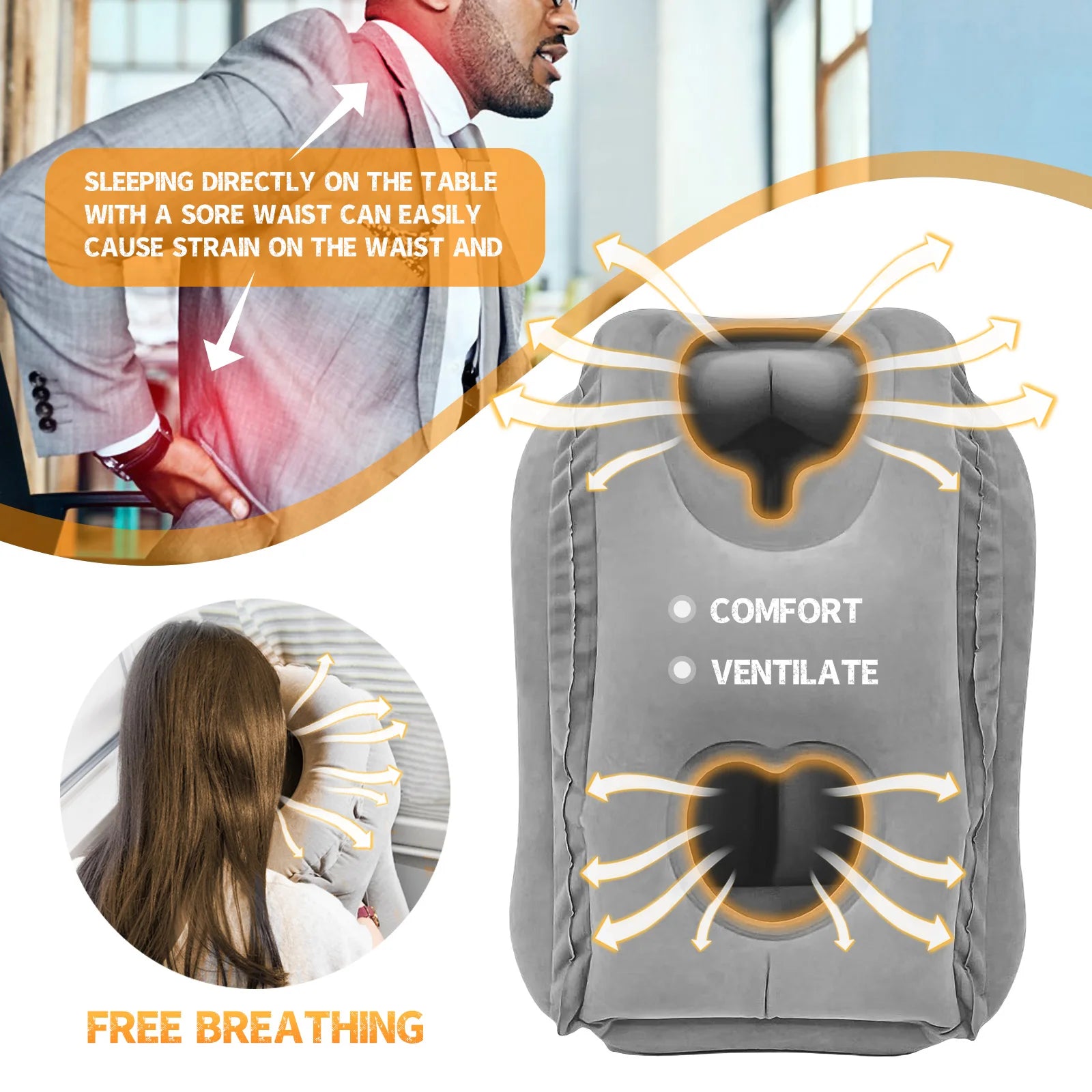 1pc Inflatable Travel Pillow Airplane Pillow With Patented Valve Design Neck Head Support Travel Accessories