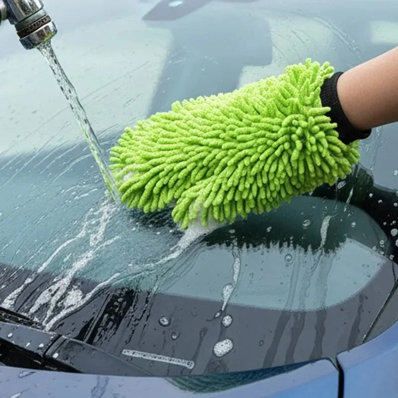 Microfiber Car Wash Gloves Chenille Super Soft Scratch Free Wash Mitts for Auto Detailing Cleaning Drying Glass Window Polishing