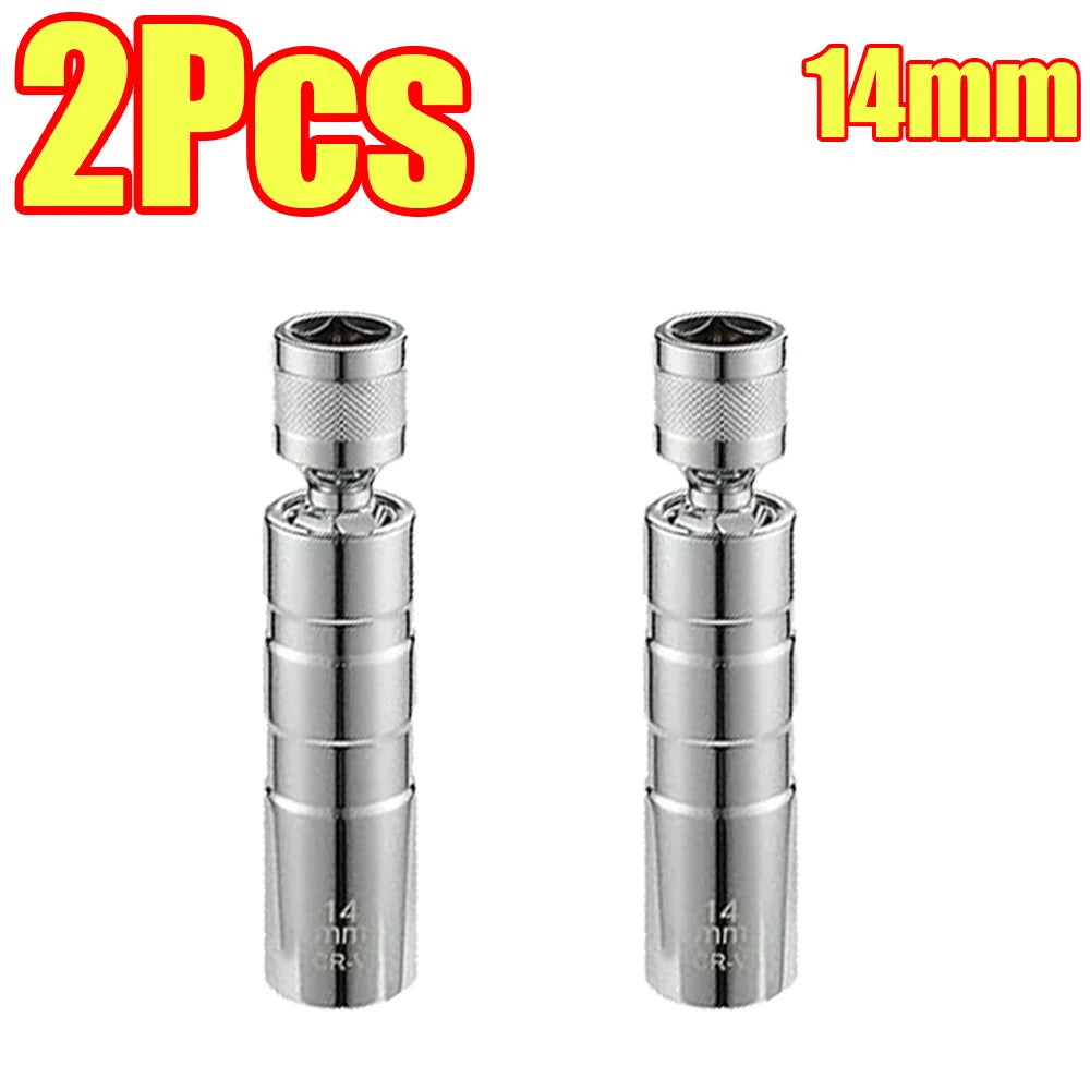 1-4Pcs 14mm 16mm Magnetic Swivel Spark Plug Thin Wall Socket with Magnetic Design 12 Point Wall Ignition Plug Removal Tool