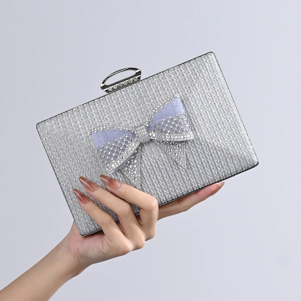 Pretty Bow Diamond Studded Retro Bag Women New Small Square Bags Korean Style Fashion Versatile Commuting Handbags Crossbody Bag