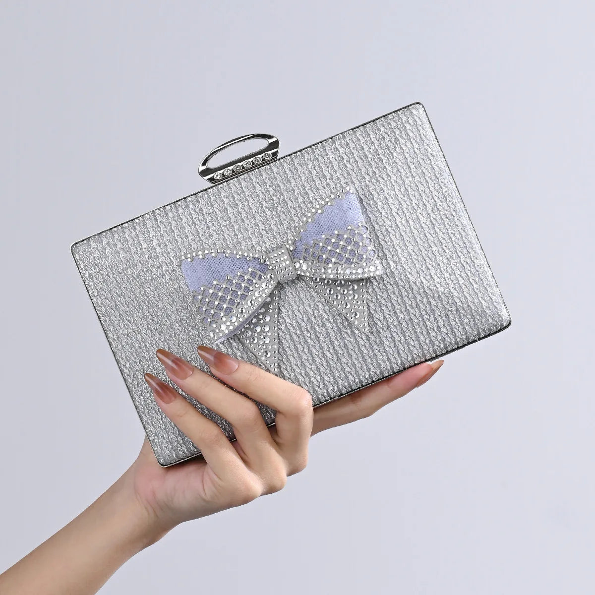 Pretty Bow Diamond Studded Retro Bag Women New Small Square Bags Korean Style Fashion Versatile Commuting Handbags Crossbody Bag