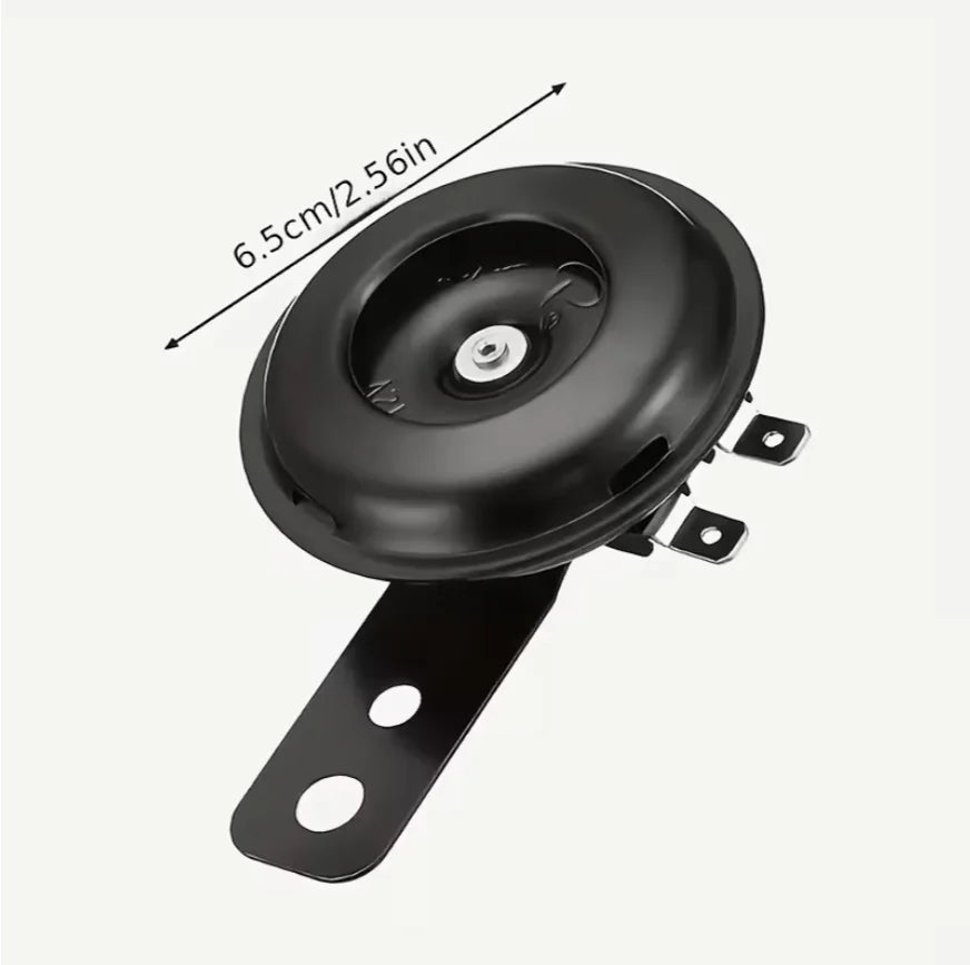 [Customer Favorite] Universal Motorcycle Electric 12V Round Black Basin Air Horn Motorbike Loud Disc Speaker 105dB, Pack of 1, f