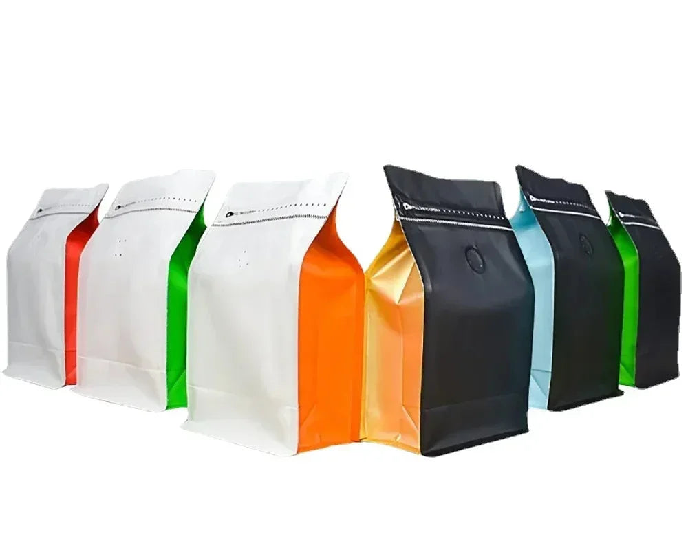 100pcs Wholesale 250g Coffee Bean Powder Bags with Valve Block Bottom 8oz Whey Protein Powder Food Packaging Food Storage Bags