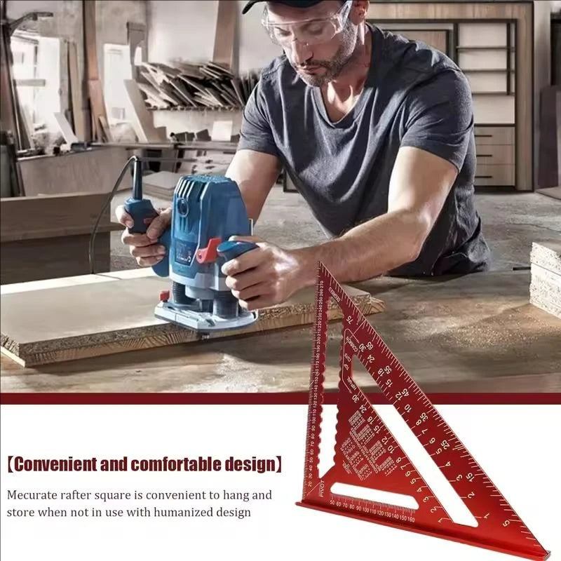 7 rule Woodworking Square Metric Triangle Ruler Made of Aluminium 90 Degree Thin Style Triangle Protractor for Carpenter Roofer