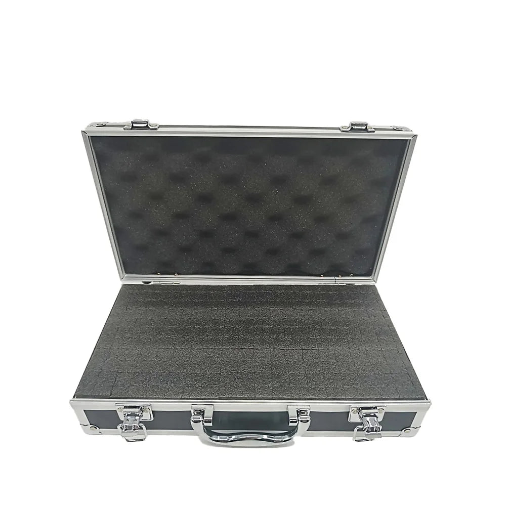 Portable Aluminum Tool Box with Sponge Lining Impact Resistant Storage Case Handheld Heavy Duty 30x17x8cm for Workshop Garage