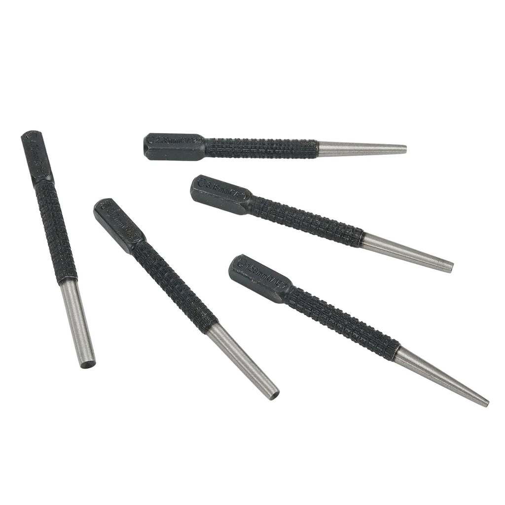 5pcs Nail Punch Set Hammerless Hammer Punch Spring Tool Hammerless Nail Center Holes Punch Woodwork Drill Bit Door Pin Removal
