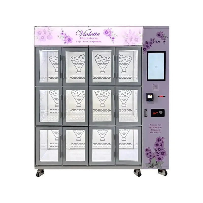 Outdoor Refrigerated Self Service Locker Kiosk Customized Smart Touch Screen Flower Vending Machine For Commercial Retail