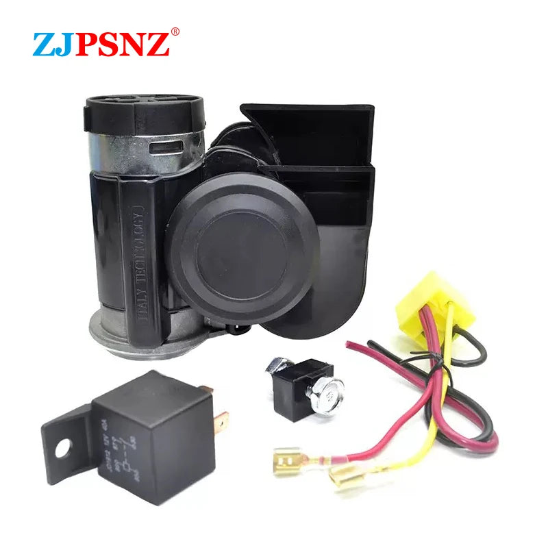 12V Compact Dual-tone Horn Electric Air Horn Super Loud Honking Horn Waterproof For Motorcycle Car Boat Modification