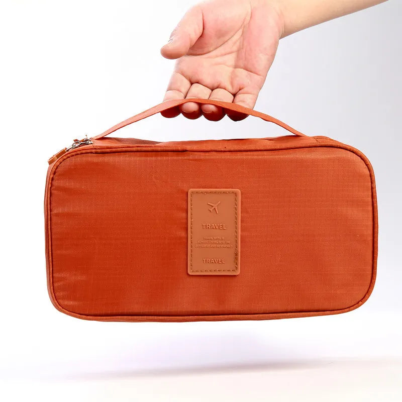 Women's Portable Multi-Layer Travel Lingerie Storage Bag Underwear Organizer Waterproof Divided Pouch for Socks & Bras Trip Case