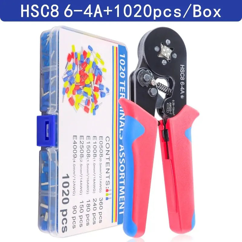 End-Sleeves Ferrule Crimping Tools HSC8 6-4A Self-Adjustable AWG23-7/0.25-10mm2 Square Ratcheting Wire Crimping Plier