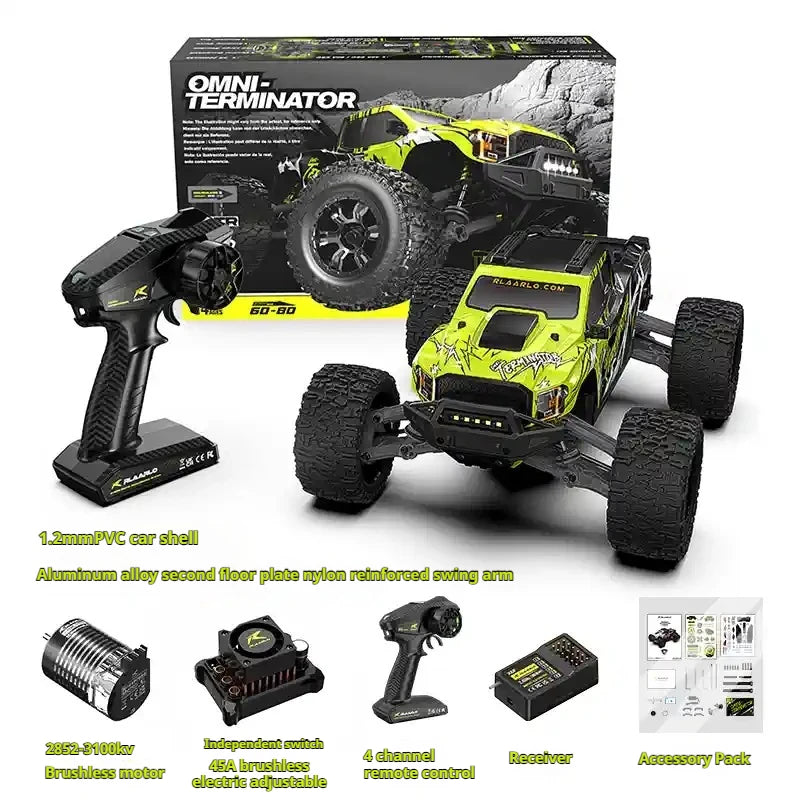 LLL 1:10 All-Round Terminator Remote Control Electric Brushless Four-Wheel Drive Off-Road Vehicle RC Model Car V2 Version