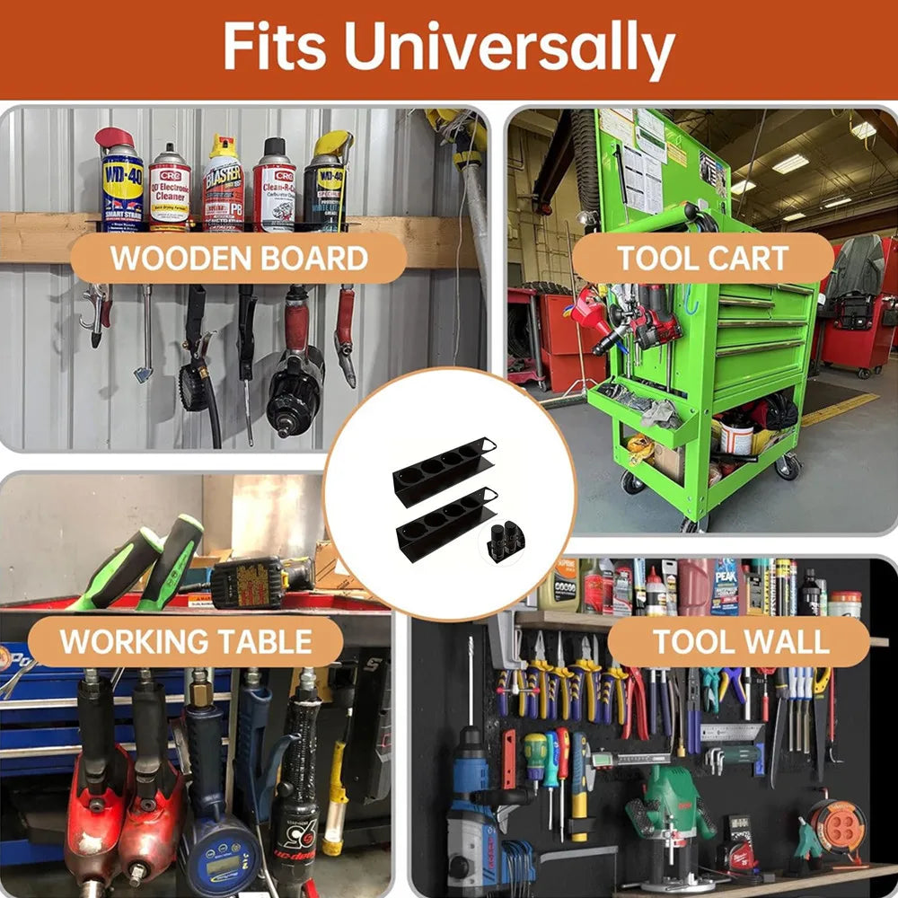 5 Cans Wall-Mounted iron Aerosol Spray Can Holder Rack - Garage Workshop Organizer for Paint Bottles, Lubricants & Cleaners