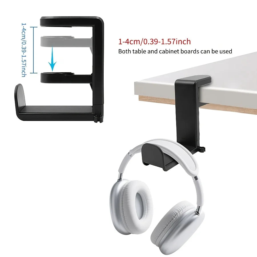 Under The Table, Non-Perforated Earphone Holder Can Turn 360 Degrees. Earphone Holder Is a Storage Type