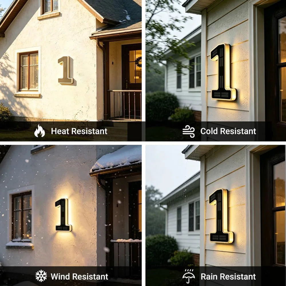 17CM Solar House Number Lights,House Sign Light Sensor, Address Sign Solar House Number Sign Led Address Number for Outdoor