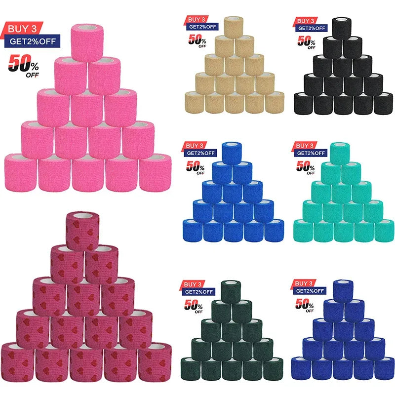 1-15pcs 2.5/5/7.5/10cm*4.8m Gauze Bandage Self-adhesive Breathable Elastic Bandages Sports Fixing Finger Wrist Leg Baby Care