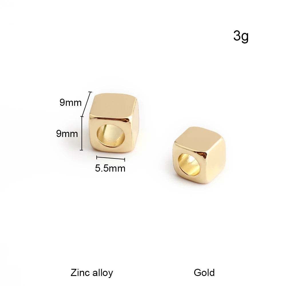 5/50/100PCS 9mm,12mm,15mm Zinc alloy Square Shape Hollow Spacer Beads For DIY Making Bracelet Necklace Chain Gift Decoration