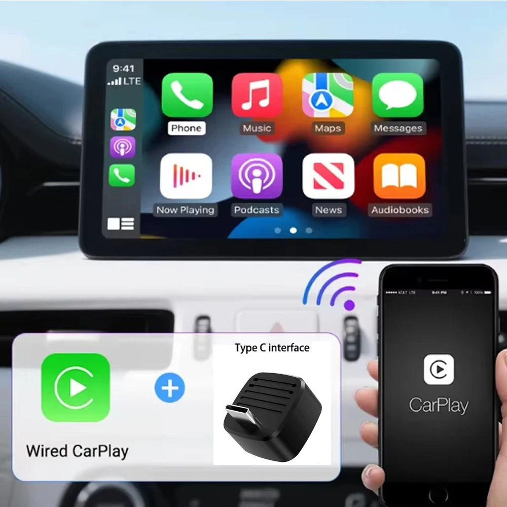 Skilldrive Ultra Mini Wireless Carplay Adapter Android Auto AI Smart Box Intelligent Systems for Wired CarPlay Android Auto Car