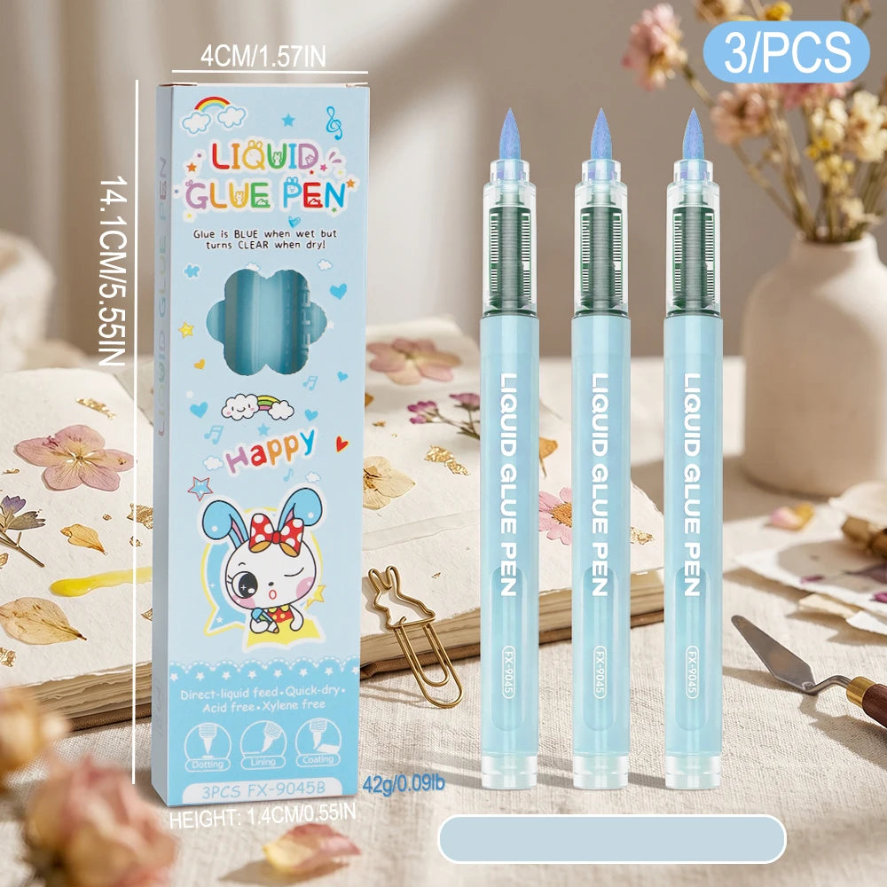 Cute Cartoon Liquid Glue Pen Quick Dry Invisible Fine Tip Adhesive Pen DIY Scrapbooking Craft Journal  Office School Stationery