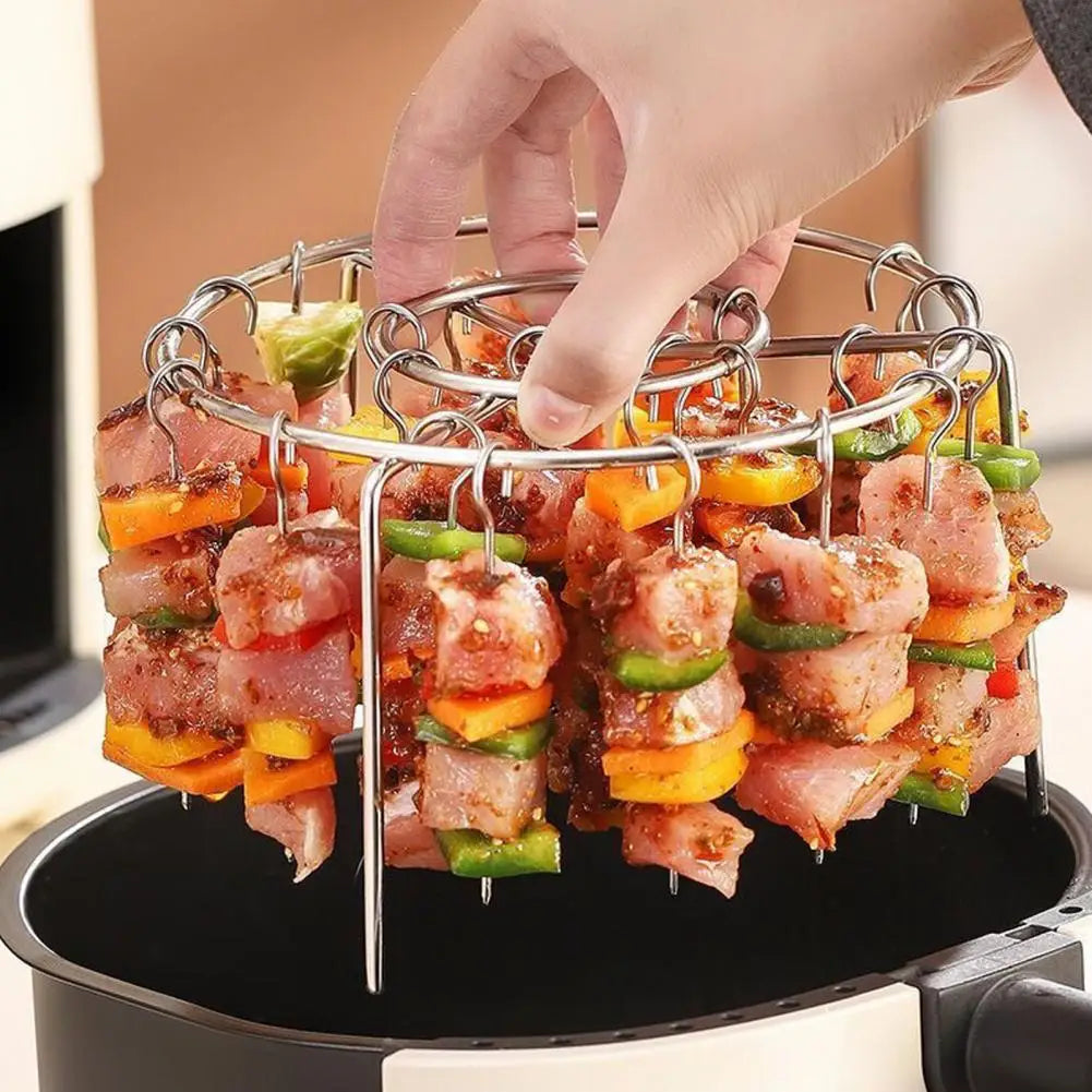 BBQ Sticks 24 Air Fryers Hanging Grills Food Grade Stainless Steel Fittings Vertical Double Hanging Grills Home Kebabs