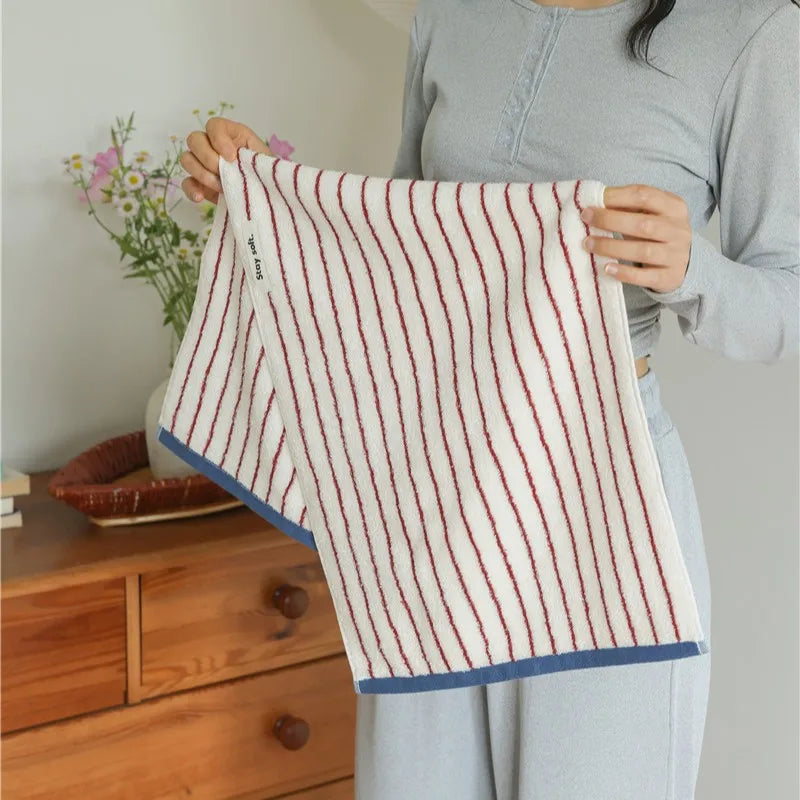 Autumn Winter Striped Bath Towel Cotton Plush Washed Washcloth Worsted Soft Absorbent Bathroom Towels For Man Women Dropshipping