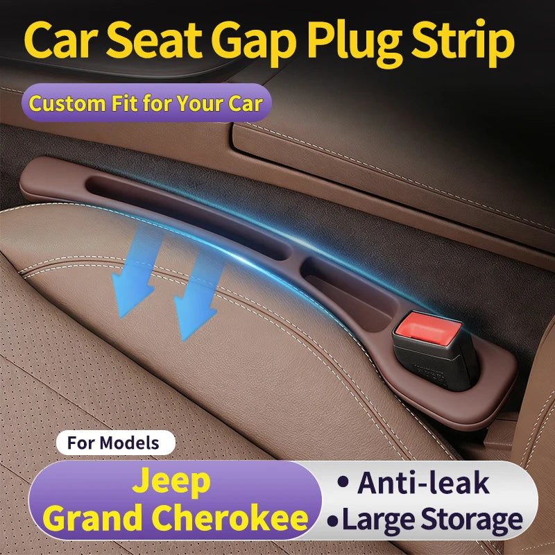 Custom Fit for Jeep Grand Cherokee, Car Seat Gap Filler Pad with Storage Slot, Anti-Leak & Anti-Drop Seat Crevice Strip, 2 Pack