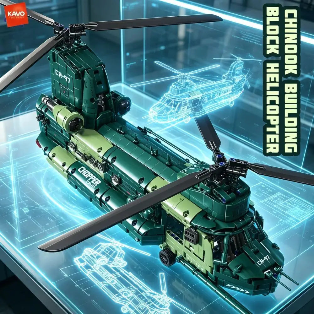 KAVOWORLD 1826PCS Transport Helicopter Building Block Set DIY Construction Bricks Toys Collectible Ornament for Adult Room Decor