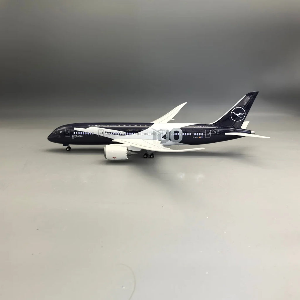 43CM model planes Lufthansa 787 German 100years Diecast  Airplane Model Kits Resin W Light and Wheel Collectible for Aviation