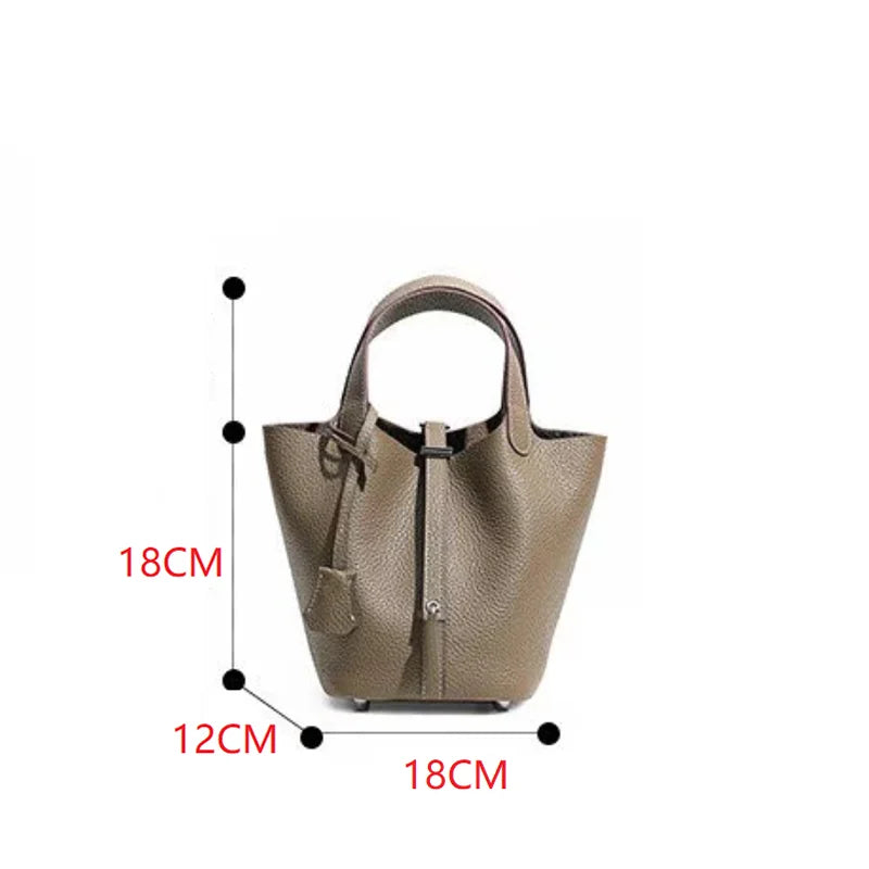 Real Leathe Women Bags Handbags Bucket Bag New Fashion Tote Bag Genuine Leather Luxury Desginer Big Size Large Lady Hand Bags