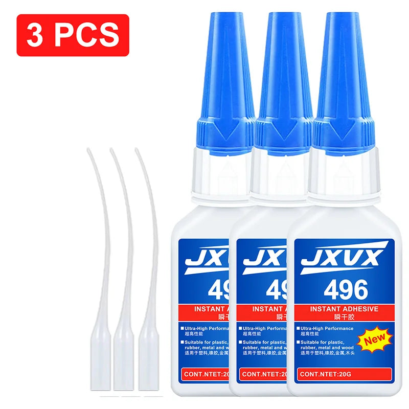 496 Instant Glue Cyanoacrylate Super Glue Quick-Drying Glue Metal Plastic Ceramic Strong Sticking Fixed Glue 10 Seconds Fast Dry