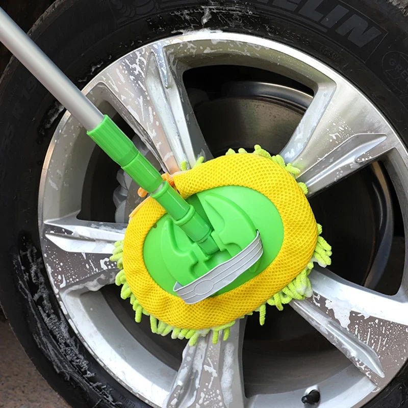 2 In 1 Car Cleaning Brush Car Wash Brush Duster Telescoping Alloy Long Handle Cleaning Mop Chenille Broom Auto Accessories