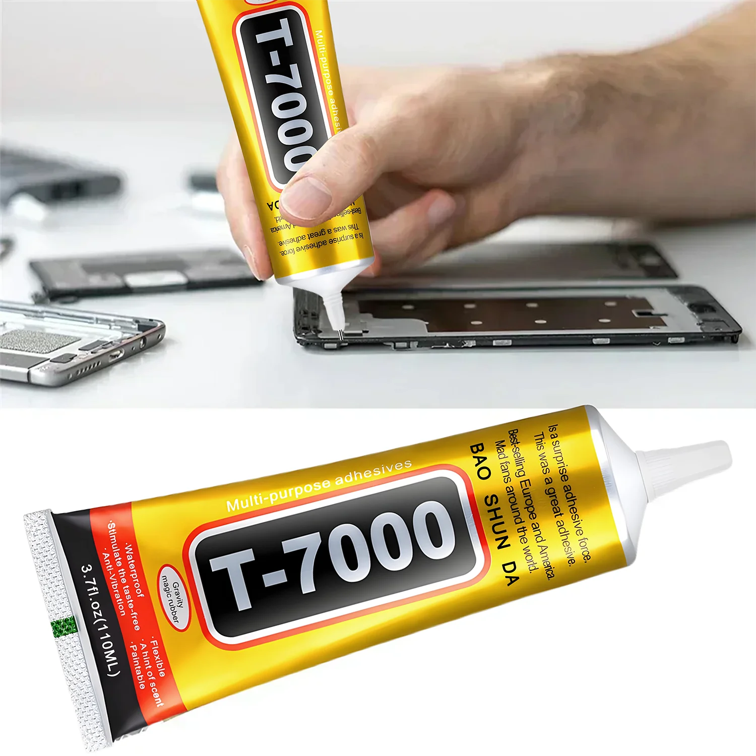 30pcs T7000 Upgrade Black Contact Cellphone Tablet Repair Adhesive,Strong Multi-Purpose Glue T7000 Precision Applicator Glue15mL