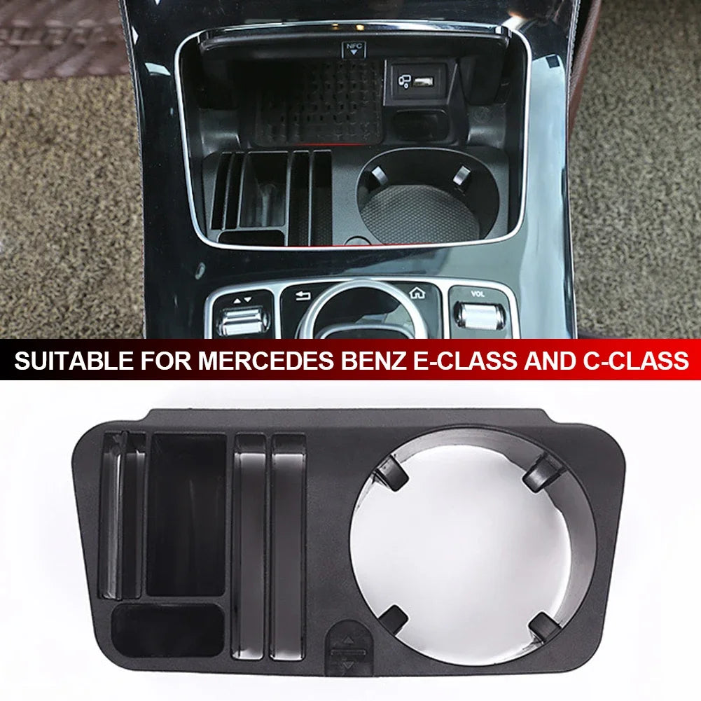 Auto Central Control Storage Box Water Cup Holder Storage Box Phone Holder for Mercedes Benz C E GLC Class W205 W213 2015-2021