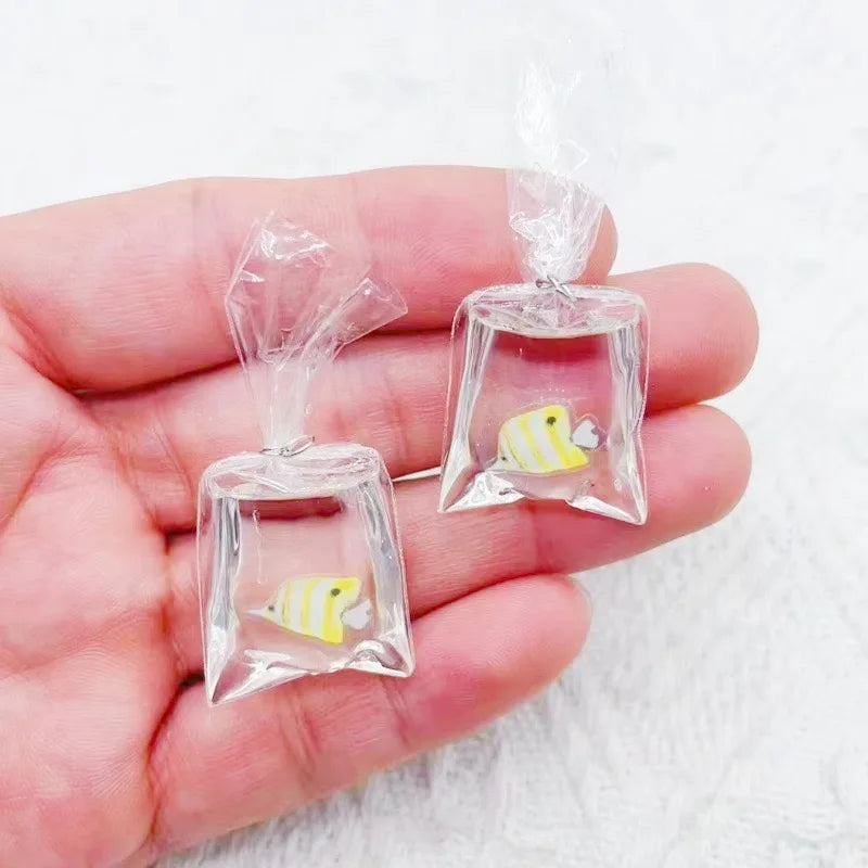 10pcs simulation transparent water bag small fish goldfish carp DIY jewelry accessories keychain pendant earrings accessories