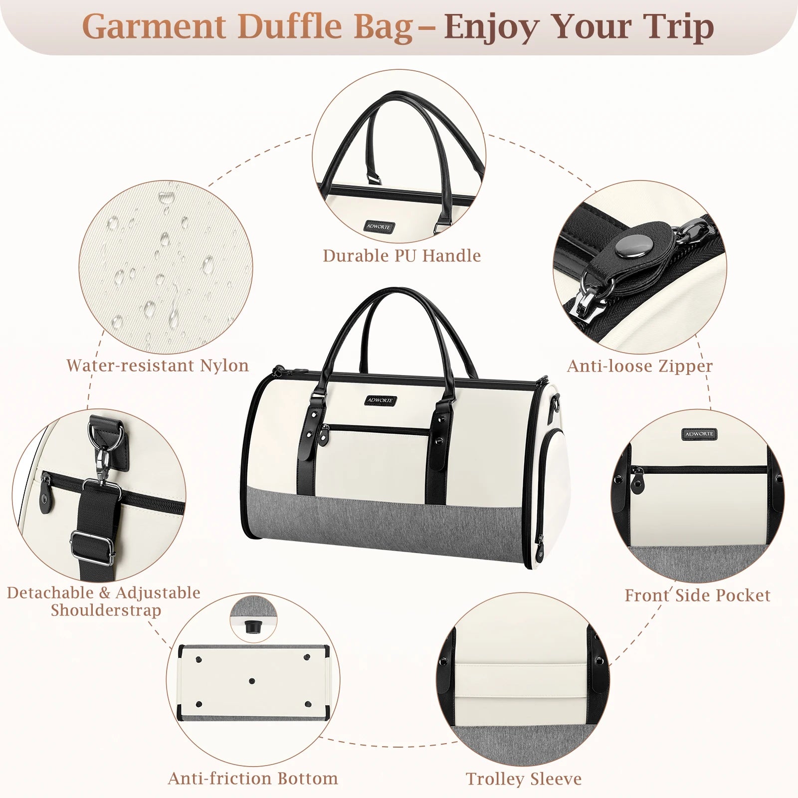 Travel Garment Bag, Convertible Garment Duffel Bags Combo with Shoe Compartment Toiletry Bag, Carry-On Weekend Overnight Bag for