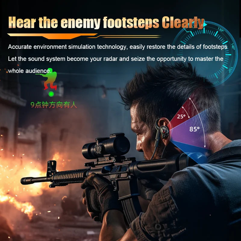 E-Sports Gaming Headphones with 2 Mics Type C&3.5mm In-ear Earphones Surround Sound Headsets with HD Mic Handsfree for Samsung