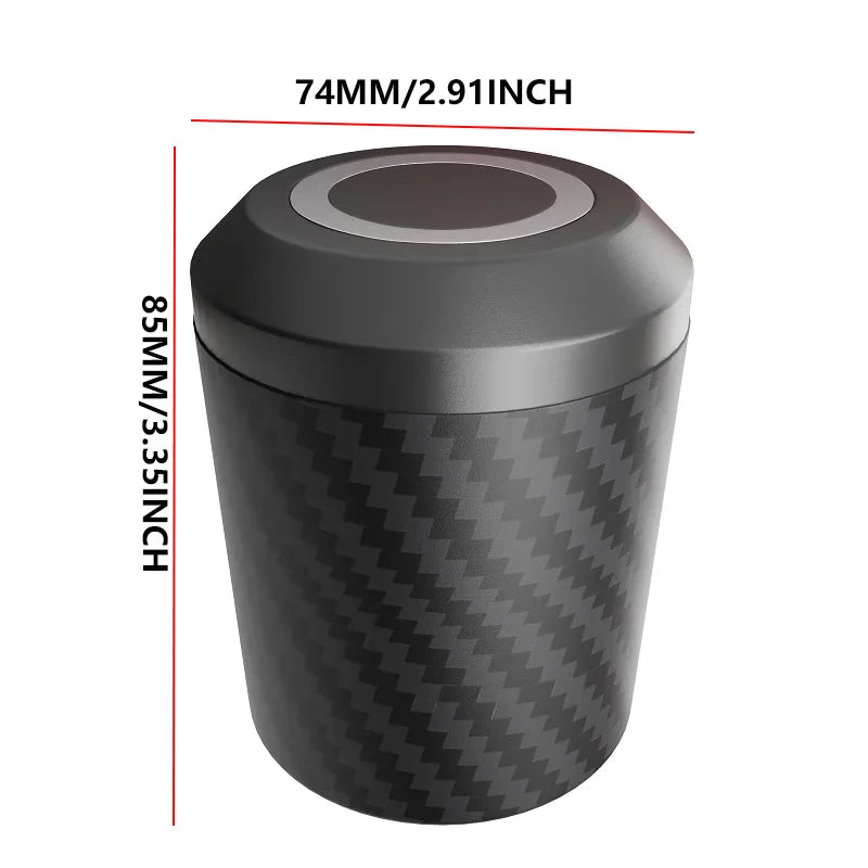 Carbon Fiber Texture Car Ashtray Portable Auto Ashtray with Lid Detachable Smokeless Cup Holder Ashtray for Car Interior Smoking