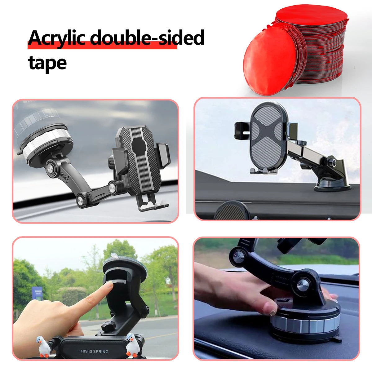 Extra Strong Sticky Adhesive Sticker Pads for Car Dashboard Suction Cup Mounts, Durable Mounting Double-Sided Circle Tape