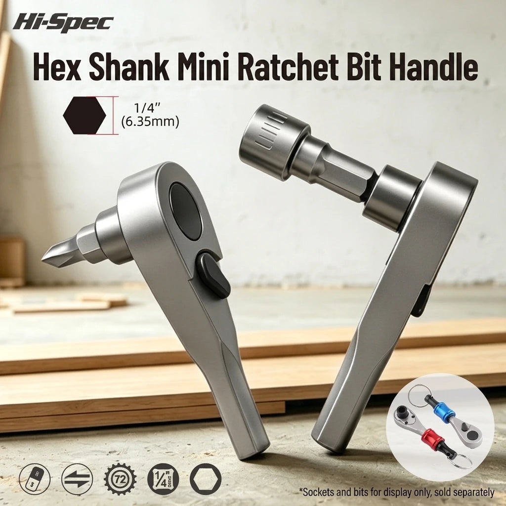1/4 Inch Mini Ratchet Screwdriver, Compact Hex Bit Handle Tool for Tight Spaces, Auto Repair, Bike Maintenance & DIY Projects