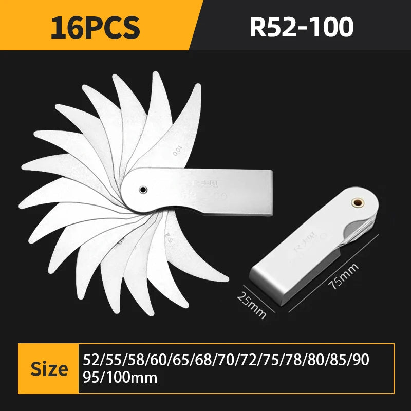 Radius Template R Gauge R1-6.5 7-14.5 15-25 26-80 Radius Gauge Plate Fillet Gaug External Internal Concave Convex Measuring Tool