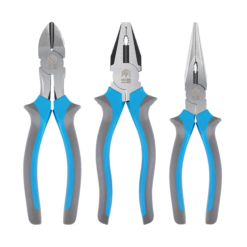 3 Piece 8''/6” Universal Diagonal Pliers Needle Nose Pliers Set Wire Cutters Electrician Hardware Hand Tool for Home Workshop