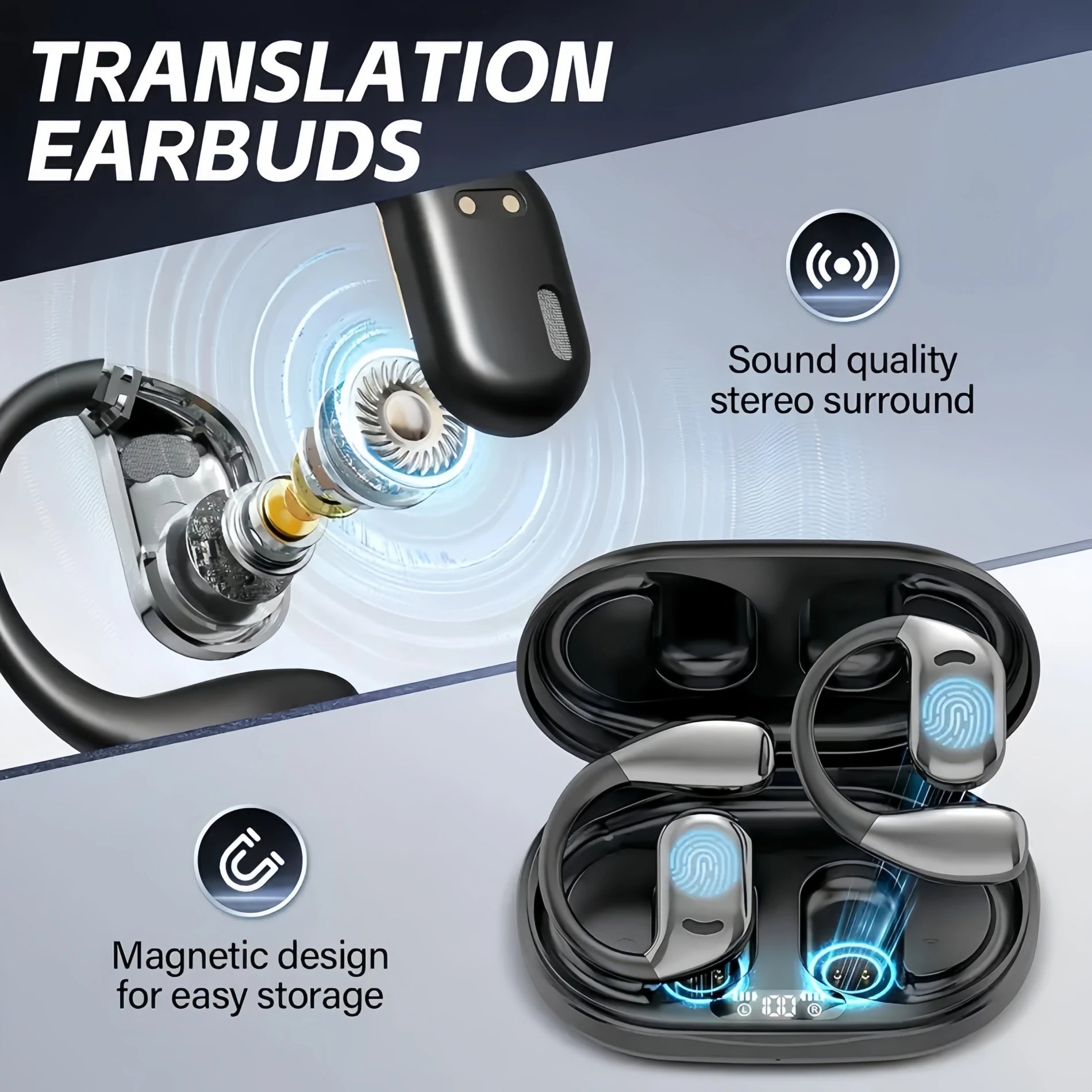 Translation Earbuds Real Time - AI 144 Language Translator Earbuds, Audifonos Traductores Inglés Español,