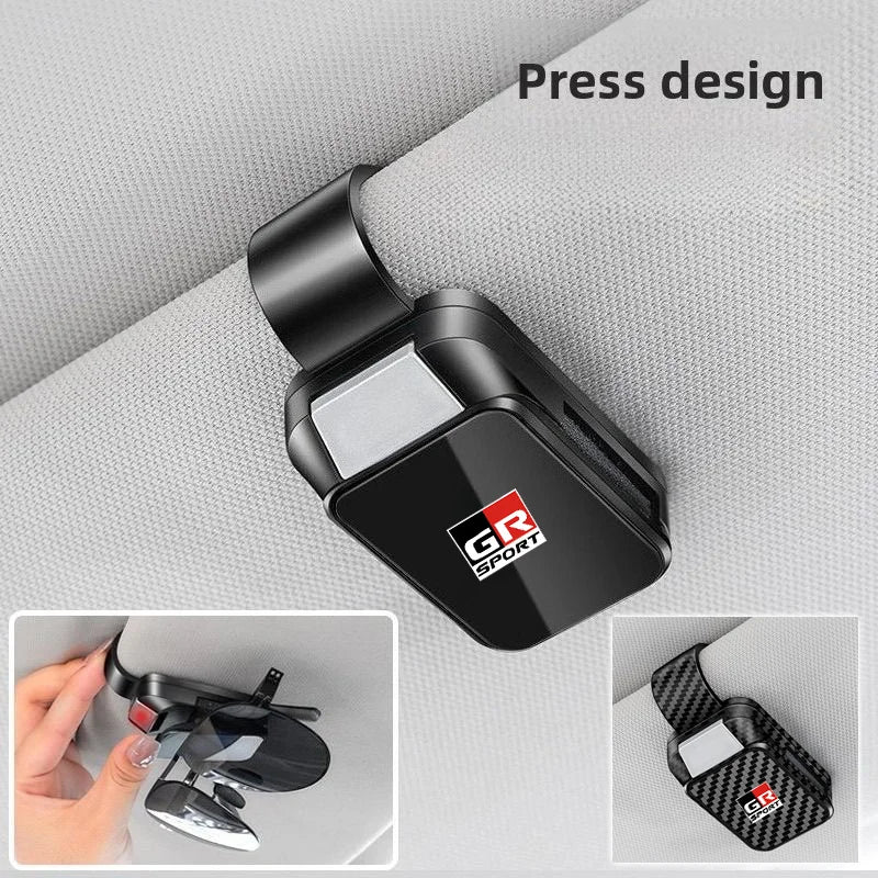 Car Sun Visor Carbon Glasses Sunglasses Clip Holder case Storage for Toyota RAV4 Hilux Corolla Yaris Cross GR SPORT accessories