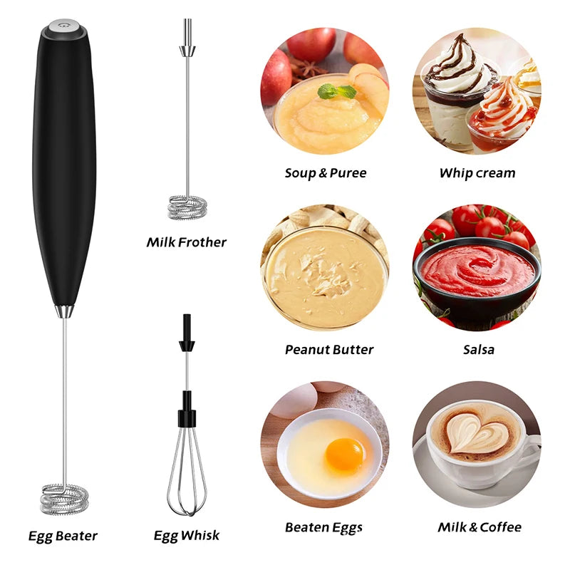 "LMETJMA Powerful Milk Frother Handheld Electric Foam Maker Coffee Whisk Drink Mixer For Cappuccino Frappe KC0471