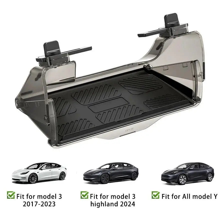 TEEQ Center Under Screen Storage For Tesla Model 3 Highland Model Y Tray Storage Box Behind The Screen Storage Box Accessories