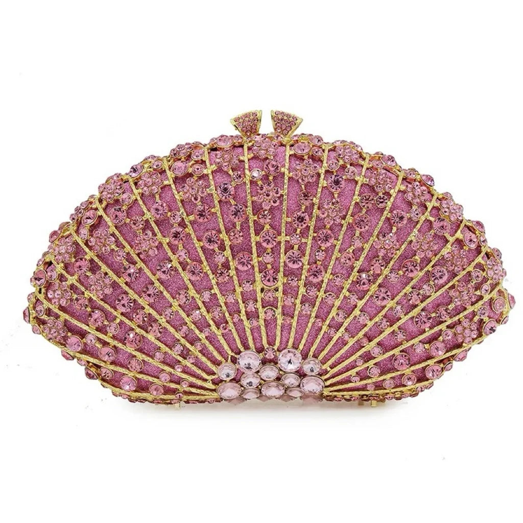 Fan Women Full Crystals Handbags for Dinner Party Luxury Diamond Evening Bag Wedding Bridal Purses Gala Banquet Gems Purse
