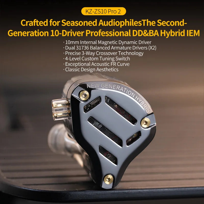 KZ ZSN Pro 2 Hybrid Drive 1BA+1DD In Ear Metal Earphones HIFI Bass Headset Monitor Earbuds Sport Noise Cancelling