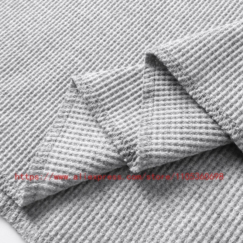 Men's Women's Casual Wear Vintage Style Gothic Font West Coast Long Sleeve Heavyweight Waffle Fabric Unisex High Street Top