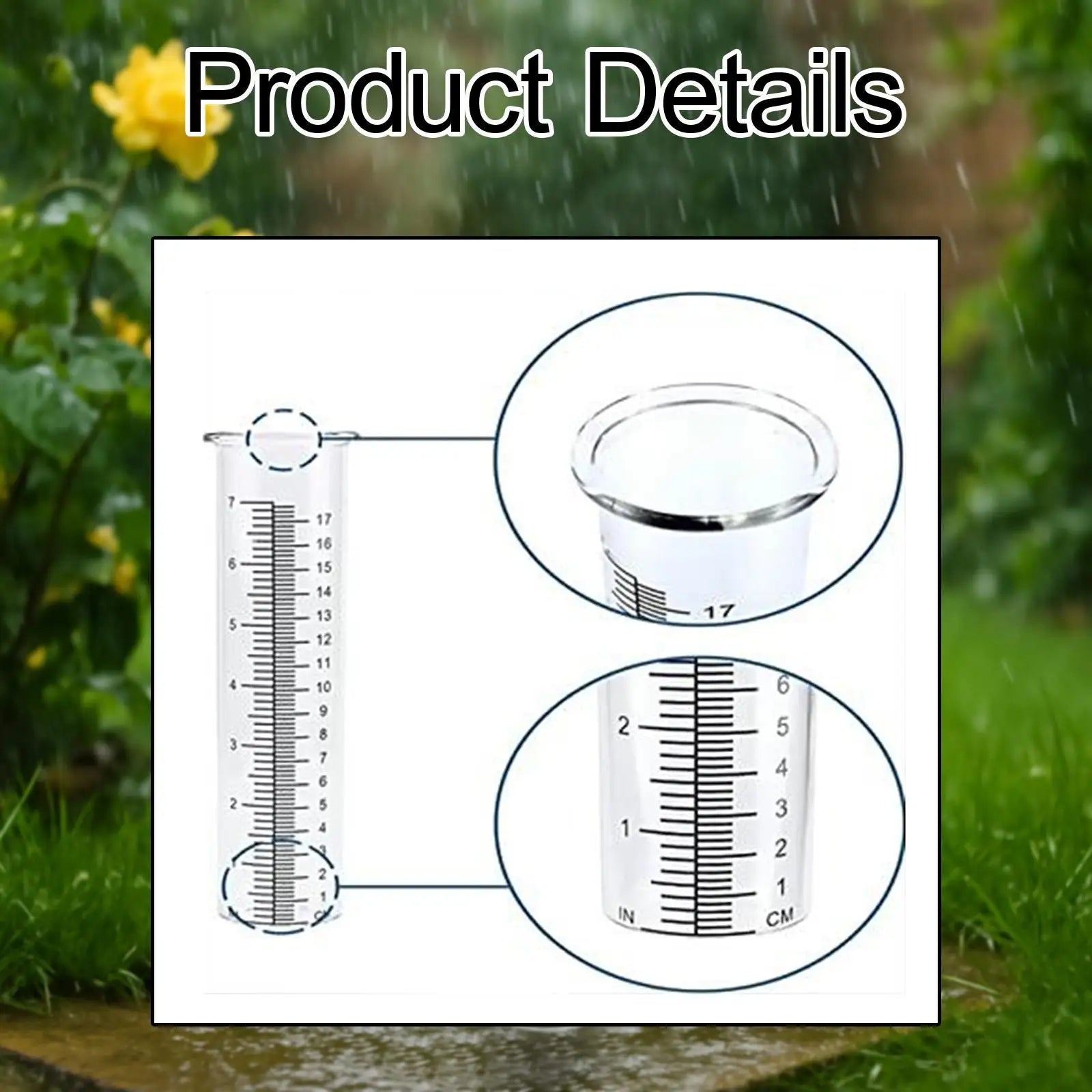 Rain Gauge Outdoor Rainwater Gauge with Scale for Deck Pathway Decoration